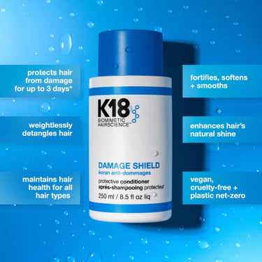 K18 Damage Shield Protective Conditioner, protects hair from damage, fortifies, softens and smooths, shine, detangles, vegan, all hair types