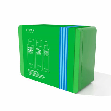 The ELEVEN Australia Miracle Trio Gift Set is the ultimate treat for anyone wanting to boost hydration, reduce frizz, and prevent split ends