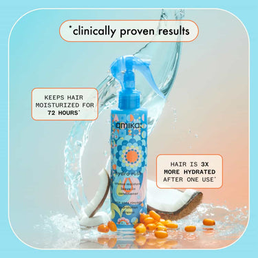 AMIKA Hydro Rush Intense Moisture Leave-In Conditioner, keeps hair moisturised for 72 hours, hair 3 x more hydrated