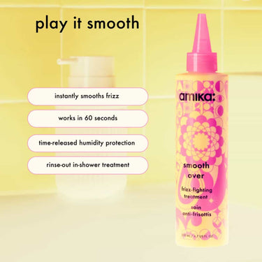 AMIKA Smooth Over Frizz-Fighting Treatment Hair Mask instantly smooths frizz, works in 60 seconds, humidity protectiong, rinse out in shower treatment