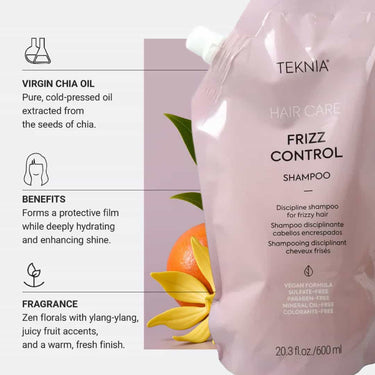 LAKME TEKNIA Frizz Control Shampoo REFILL 600ml benefits