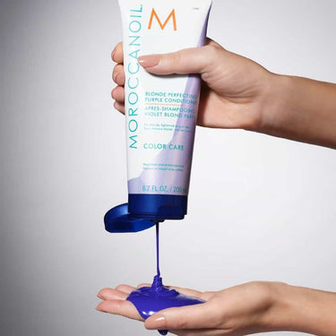 Say goodbye to brassiness with Moroccanoil Blonde Perfecting Purple Conditioner