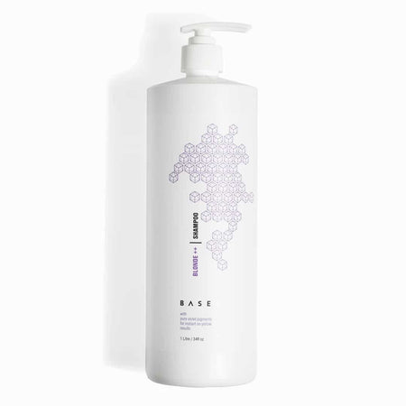 BASE BLONDE ++ SHAMPOO 1 Litre is our strongest intense Violet Shampoo. Controls Brassy, yellow blondes and helps maintain the bright white colour you left the salon with!